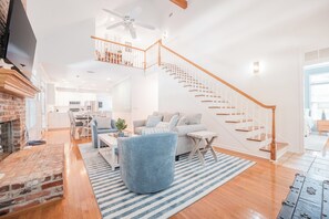 Smart TV, foosball, table tennis, books