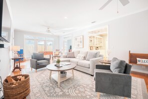 Smart TV, foosball, table tennis, books