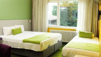 Premium bedding, laptop workspace, free WiFi, bed sheets