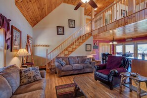 Cabin, Multiple Beds, Hot Tub, Mountain View (New River Ramble) | Living area | Fireplace - New River Ramble (Todd)