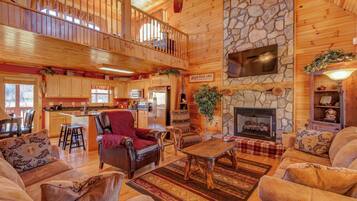 Cabin, Berbilang Katil, Hot Tub, Mountain View (New River Ramble) | Ruang tamu | Pendiangan