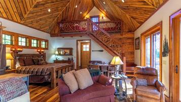 Cabin, Multiple Beds, Patio, Mountain View (River Sound Cabin at Eagles Nest) | Living area | Fireplace