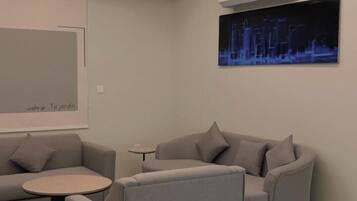 50-inch flat-screen TV with cable channels