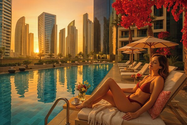 Deluxe Apartment, Lake View | Terrace/patio - Spectacular Views 1BR Apt Business Bay (Dubai)