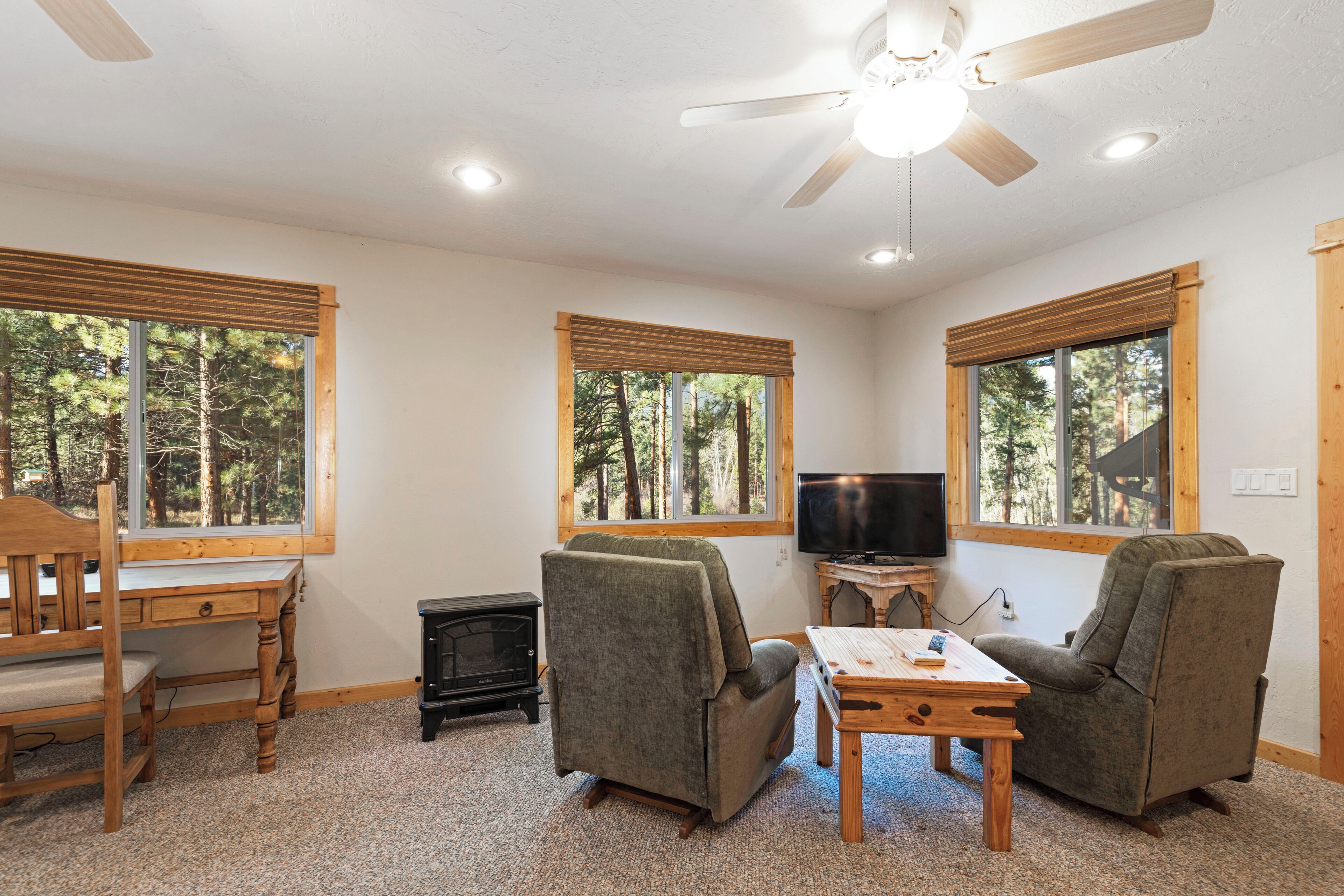 スマートテレビ、暖炉、書斎 / ワークスペース