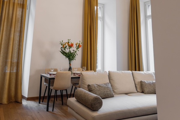 Luxury Apartment, 2 Bedrooms, City View | Living area | 55-inch Smart TV with cable channels, Netflix, books