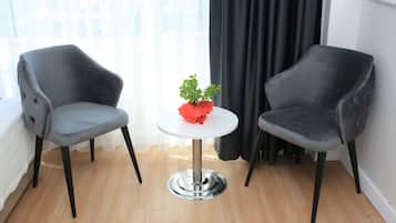 In-room safe, desk, laptop workspace, soundproofing