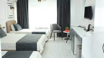 In-room safe, desk, laptop workspace, soundproofing