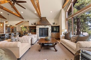 Télévision, cheminée, espaces bureaux