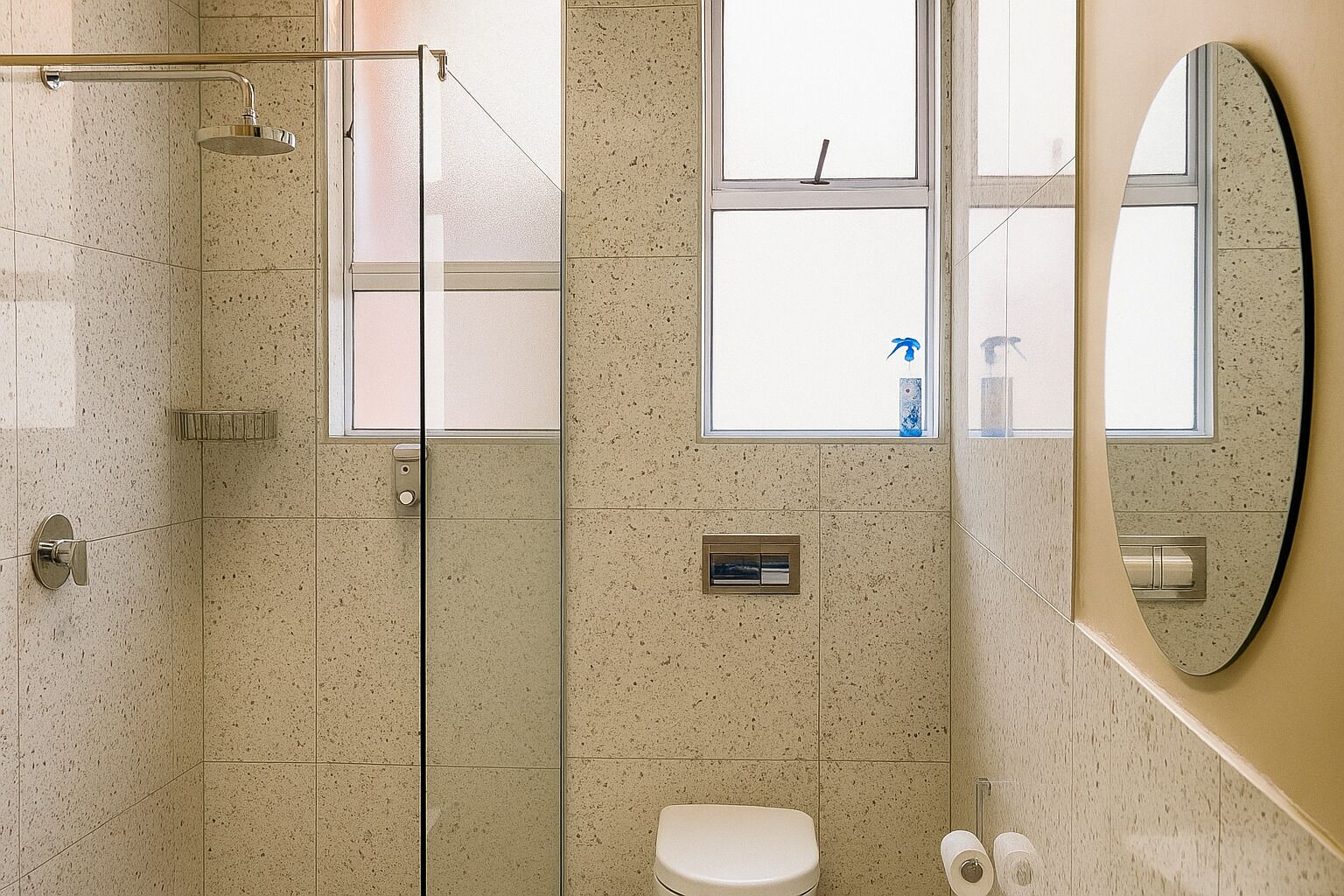 Dusche, Regendusche, kostenlose Toilettenartikel, Haartrockner