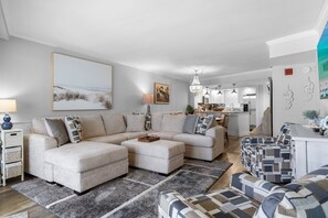 Smart TV, fireplace, DVD player