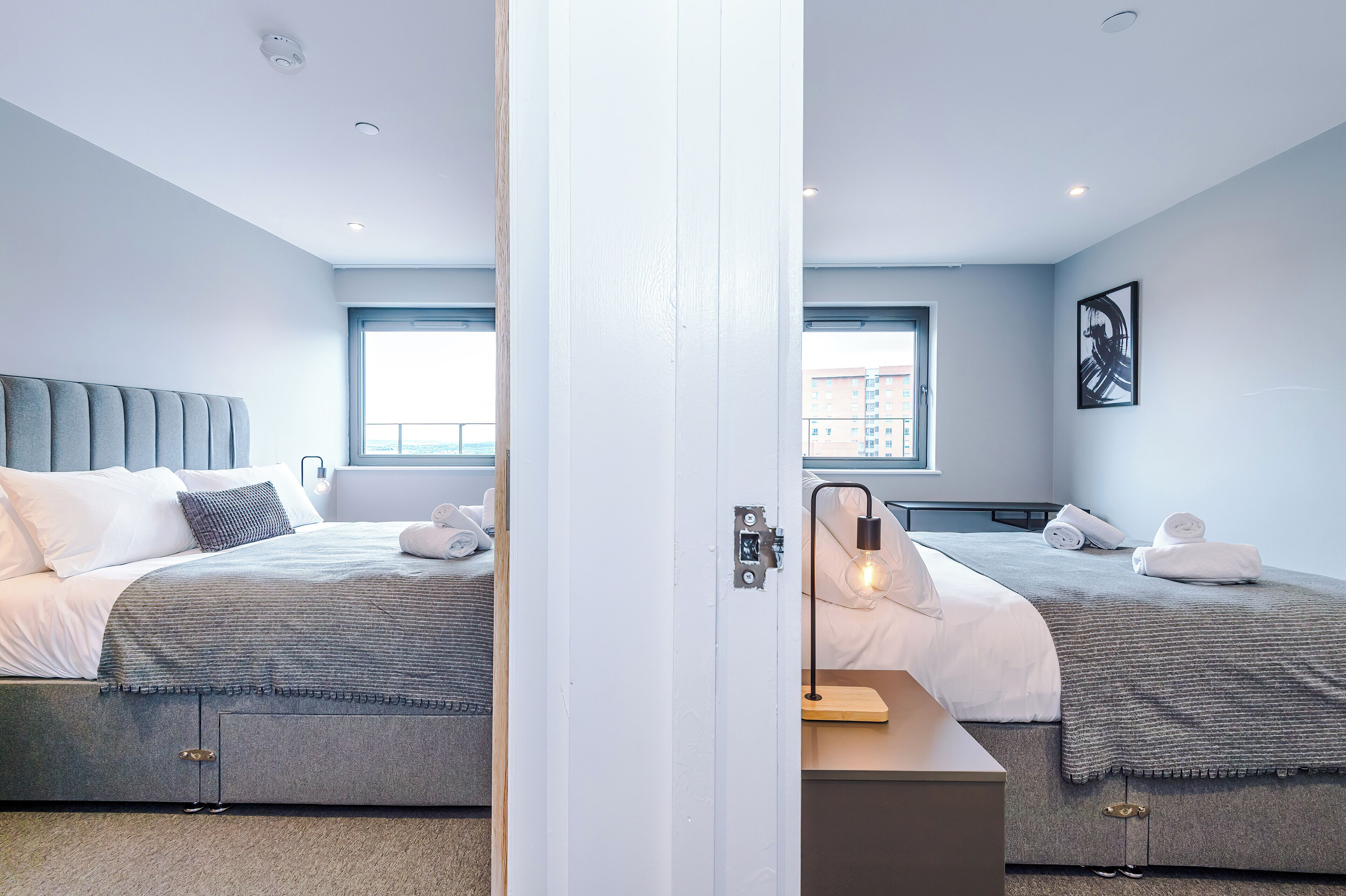 Premium Apartment, 2 Bedrooms, Kitchen, City View | Premium bedding, desk, laptop workspace, blackout drapes