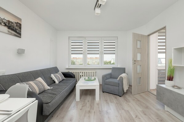 Apartment, 1 Bedroom, Balcony | Living area - Szczecin Apartment for 4 by Renters (Szczecin)