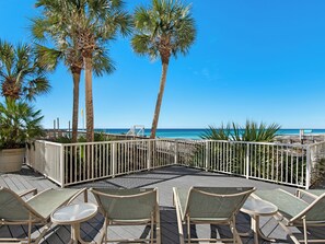 Terrace/patio - 2 Bedroom Gulf Front Condo with 3 pools and seasonal FREE Chairs and 1 Umbrella! (Miramar Beach)