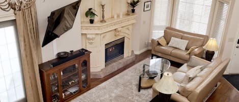 Smart TV, fireplace, video games