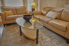 Smart TV, fireplace, video games, DVD player