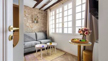 Classic Studio (1) | Living area | 60-inch TV with cable channels