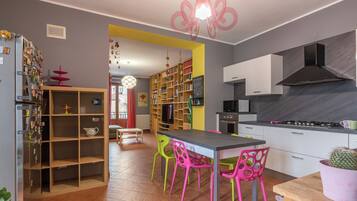 Apartment | Private kitchen | Fridge, microwave, oven, stovetop