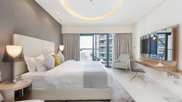 Individually decorated, individually furnished, desk, laptop workspace