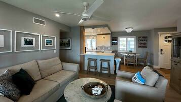 Smart TV, fireplace, offices, printers