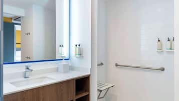 Standard Room, 1 Queen Bed (Roll-In Shower) | Bathroom shower