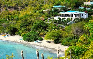 Long Bay Beach Villa - View from the beach - BEACHFRONT 5 BEDROOM VILLA–POOL, SOLAR, PRIVATE (East End)