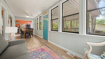 Smart TV, fireplace, video games, DVD player