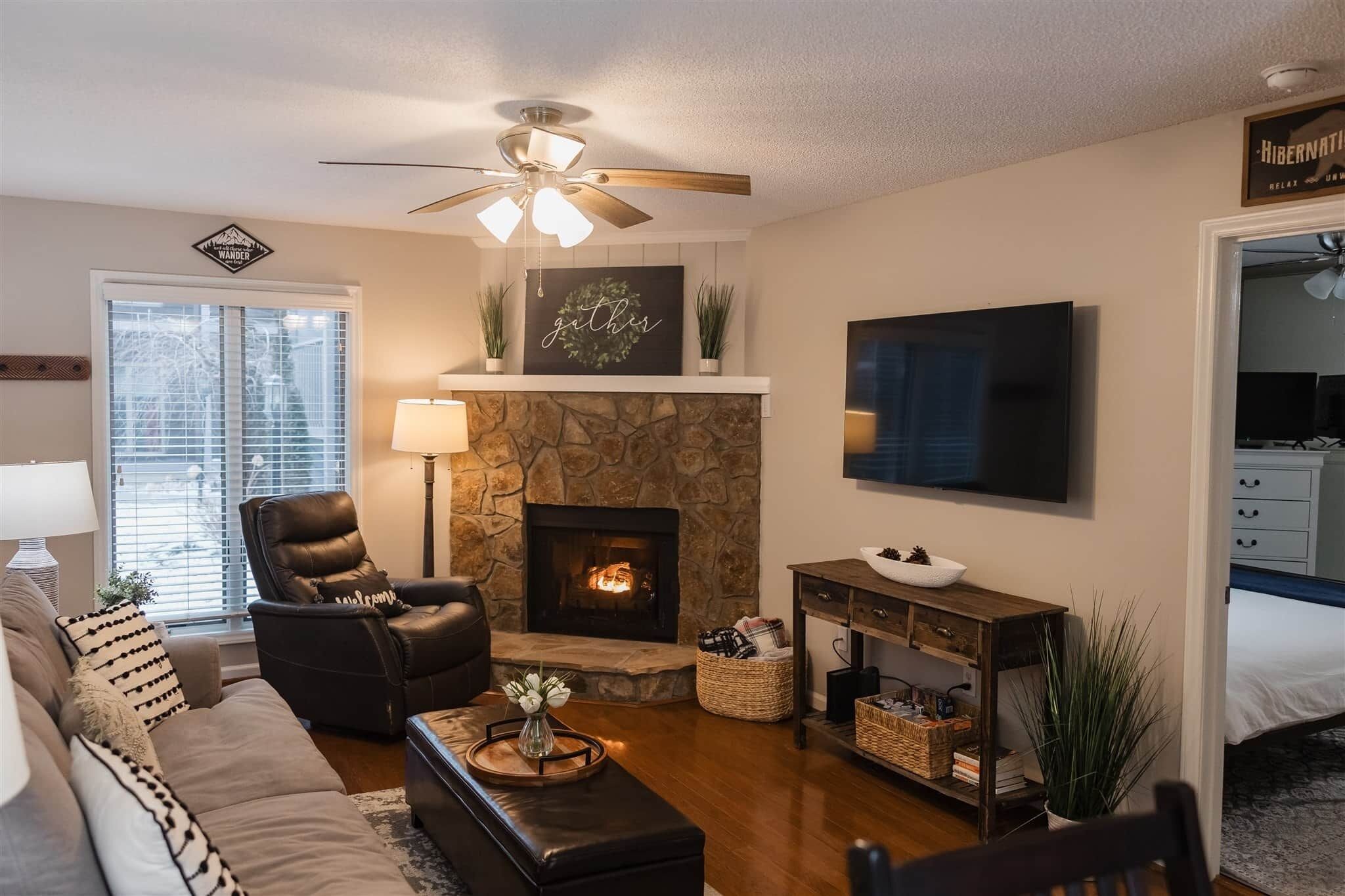 Télévision, cheminée