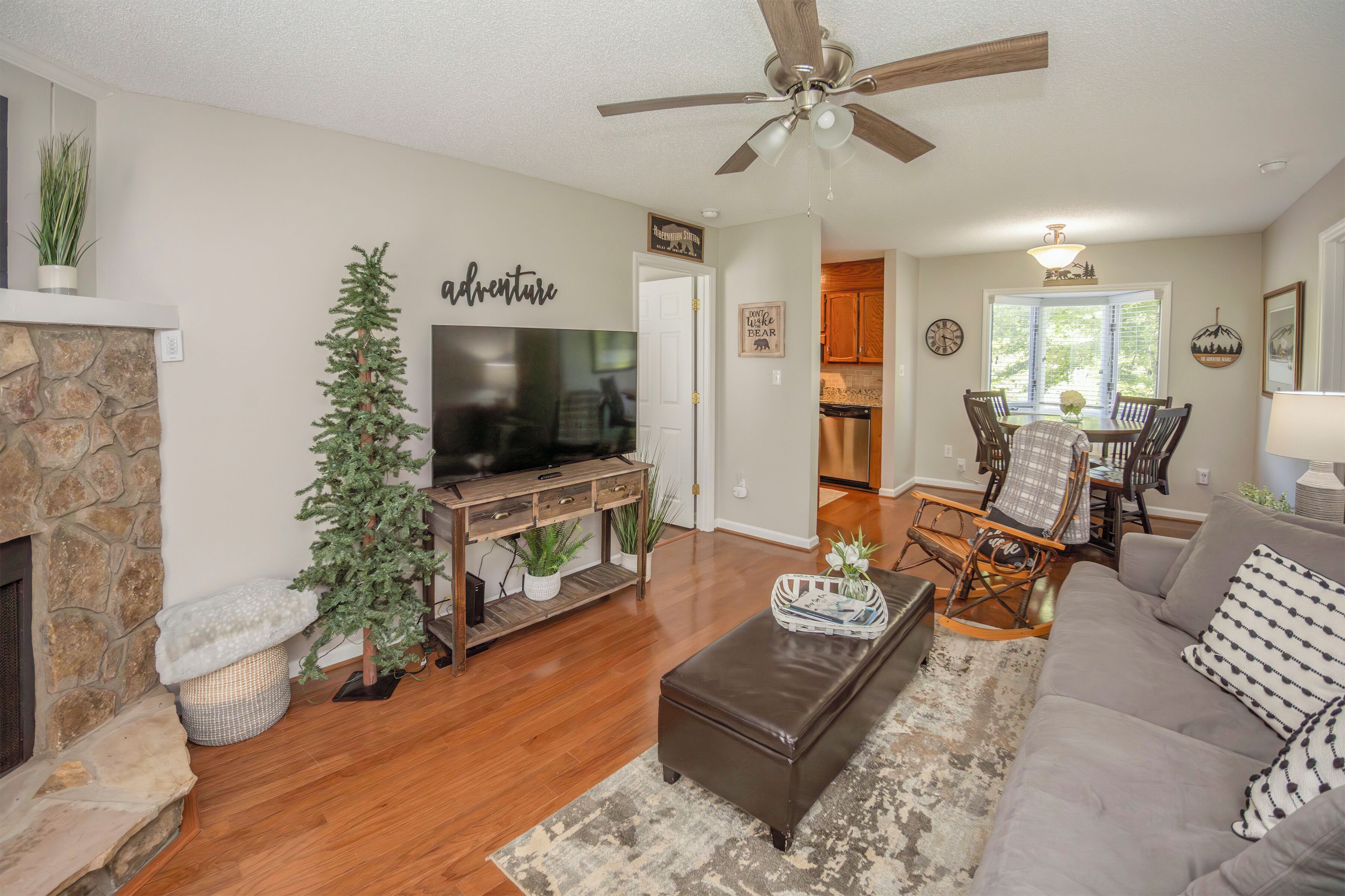 Televisión y chimenea 