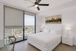 Luxury Studio Suite | Premium bedding, desk, laptop workspace, iron/ironing board