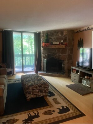Smart-TV, Kamin, DVD-Player, Bücher