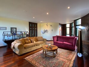 Télévision, cheminée, livres