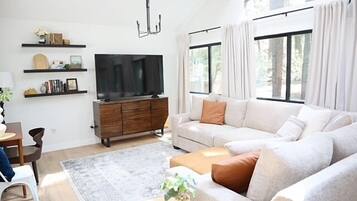 TV, fireplace, foosball