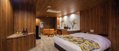 Down comforters, laptop workspace, blackout drapes, soundproofing