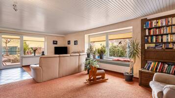 Fernseher, Kamin, DVD-Player, Tischtennisplatte