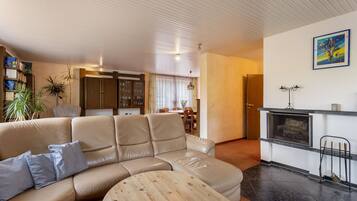 Fernseher, Kamin, DVD-Player, Tischtennisplatte