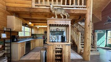 Fridge, microwave, dishwasher, coffee/tea maker