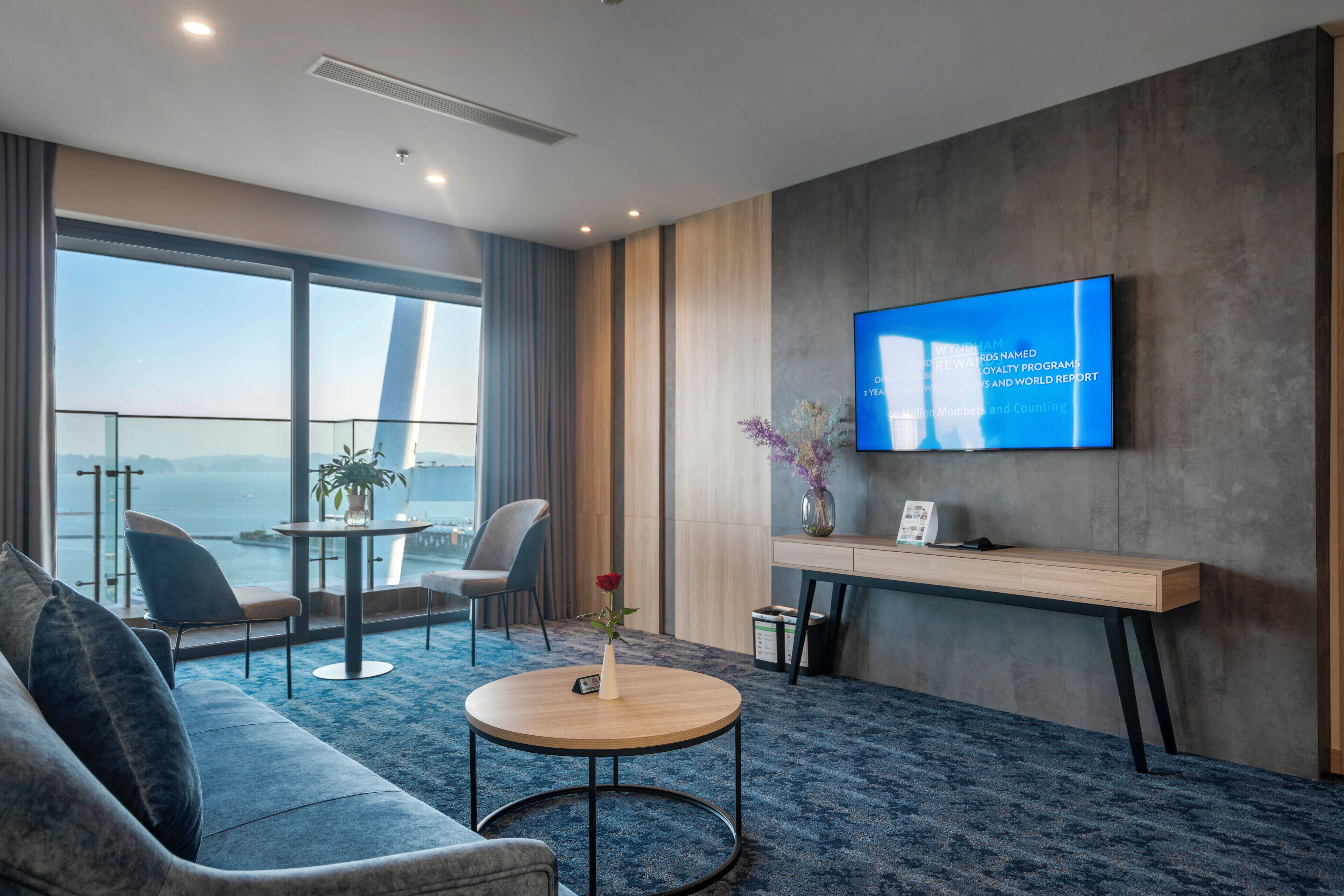 Premier Suite, 1 King Bed, Ocean View | Living area | 42-inch Smart TV with satellite channels