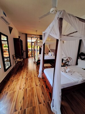 Comfort Triple Room, Pool View | In-room safe, blackout drapes, free WiFi, bed sheets - Mimi na wewe villa (Nungwi)