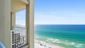 A balcony with a view of the ocean and beach. - Grand Panama 1801! Sunset Views, Corner Unit, Pets OK (Panama City Beach)