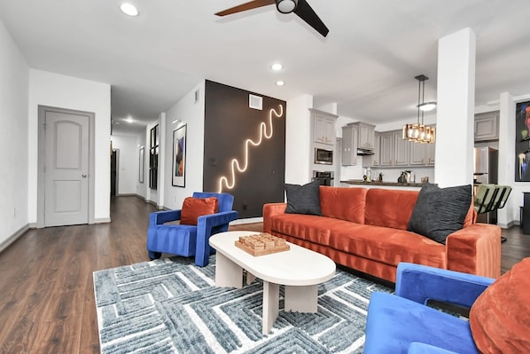 TV, fireplace, stereo, offices