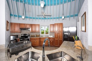 Villa | Private kitchen | Full-size fridge, microwave, oven, stovetop - Exquisite Retreat: Contemporary Estate On Pink Sand Beach (Double Bay)