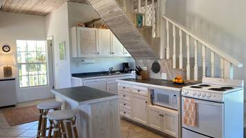Villa | Private kitchen | Full-sized fridge, microwave, oven, stovetop