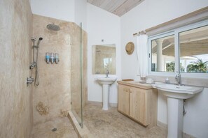 Villa | Bathroom | Towels - Dream Villa: Private Oasis Above Pink Sand Beach (Double Bay)