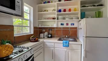Villa | Cocina privada | Refrigerador con congelador, microondas, horno y parrilla de estufa