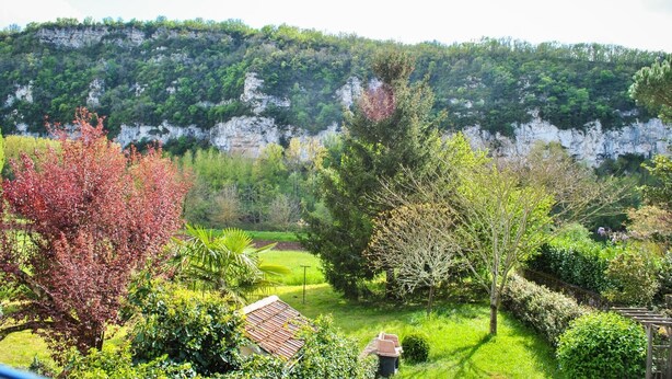 Ein Garten mit Blick auf eine Klippe.