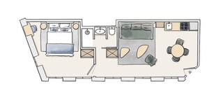 Floor plan - A Charming 1-BR/1BA with Services in Opéra (Paris)