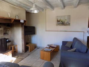 TV, fireplace