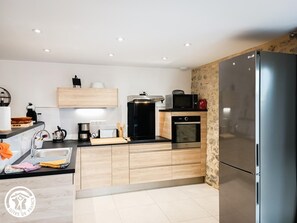 Fridge, microwave, dishwasher