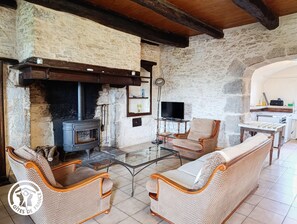 Televisión y chimenea 
